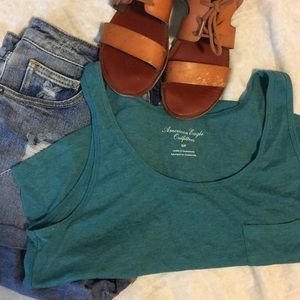 Green/Teal colored crop top from American Eagle
